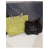 lime green leather Coach bag & vintage Brighton