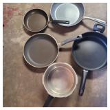 Assorted skillets, pans and more