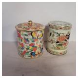 Oriental metal tea tins