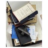 Plane pencil sharpener, older books, Freemasons