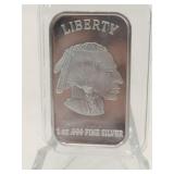 Indian/Buffalo 1 oz.  .999 fine silver bar
