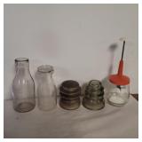 Milk bottles, insulators, and chopper