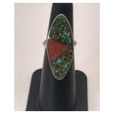 Silver Navajo turquoise Ring unmarked size 4.