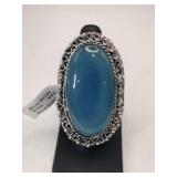 German silver blue onyx ring size 7.   .775oz
