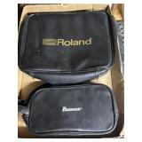 Roland and Ibanez musical gear accessory bags