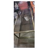 Mcm brass and glass coffee table 48x24x16in