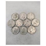 10 1964 silver dimes