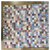 Vintage hand-tied patchwork quilt 84" x 92"