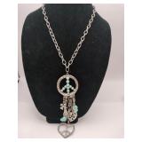 Bohemian silvertone French necklace with faux