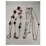 2 gold tone beaded necklaces