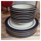 Stoneware blue,white, good plates and bowls some