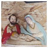 Chalkware Mary,Joseph,and baby Jesus 9intall and