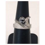 Silver clear Stone ring marked Sterling size 6.