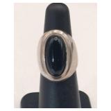 silver black onyx ring Marked 925 size 4.5.