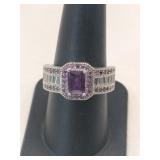 "Bomb  party" purple and clear Stone ring