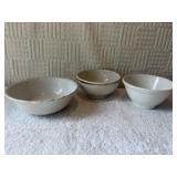Three stoneware bowls. M &co bowl 71/2 x 3.