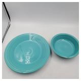 Fiesta dinner plates and bowl turquoise color