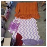 Large orange crocheted blanket, small throw