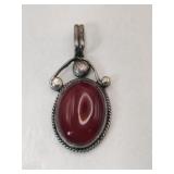 Silver Redstone pendant Marked Sterling.