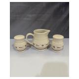 Longaberger Pottery salt, pepper and creamer