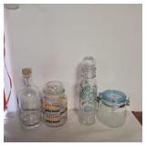 4 glass jars various styles and shapes