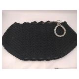 1940s. (An M E Product )black crochet clutch wave