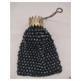 1960s black beaded accordion closure evening bag