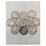 10 1956, 57 and 59 silver dimes