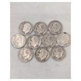 10 1950-1964 silver dimes