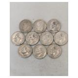 10 1956, 1958, 1963 silver dimes