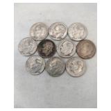 10 1957, 1959 silver dimes