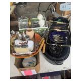 Enamelware roasting pans, skewers, serving trays,