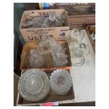 Clear glass & crystal ashtrays, oil lamp bases,