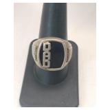 Silver dad black onyx ring marked SS.  Cl    size