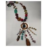Large beaded necklace w/ fringe