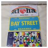 Hawaii, Barcelona and Bahamas license plates