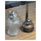 2  oil lamps and a sconce holder