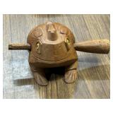 Carved wooden frog with wooden muddler