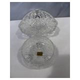 triangular footed cut-crystal candy dish
