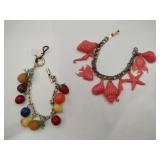 Fruit charm bracelet shells and fish charm