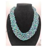 multi-strand braided  seed bead necklace