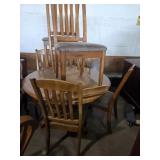 Round top pedestal base dinning table with 6