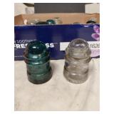 A Box Of 20 Antique Glass InsulatersA Mix of