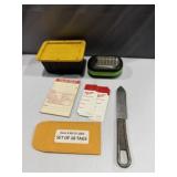 Military mess knife, Milwaukee tags, teeny tote