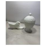 Fenton White Glass Boot 6ï¿½x2ï¿½ and Avon White