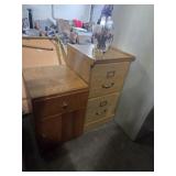 Wooden file cabinet and storage cabinet with lamp