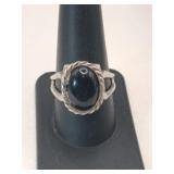 Silver black onyx Stone ring marked 925 size 9.