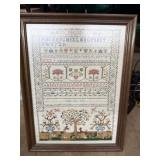 Framed needlework piece is a vintage "The Chase"