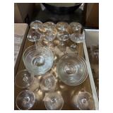 Clear glass bowls, wine glasses and more assorted