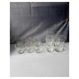 4 glass tumblers, and 6 tall rocks drinking